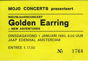 Golden Earring show ticket#1764 January 01 1980 Amsterdam - Jaap Edenhal